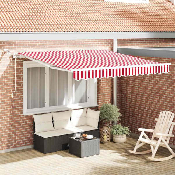 Utdragbar markis Röd och Vit 300 x 250 cm Polyester