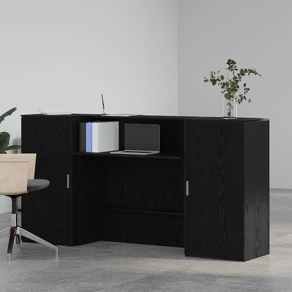 Receptionsdisk svart ek 200x50x103,5 cm konstruerat trä