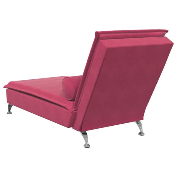 Massageschäslong med bolster vinröd sammet