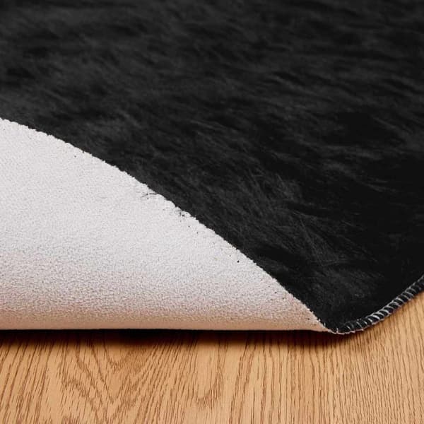 Fuskfäll matta TAFALLA Svart Ø 80 cm Polyester
