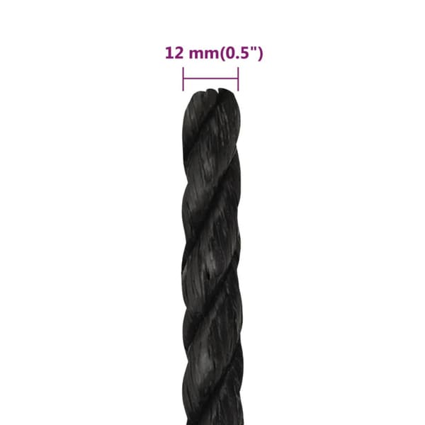 Rep svart 12 mm 25 m polypropen