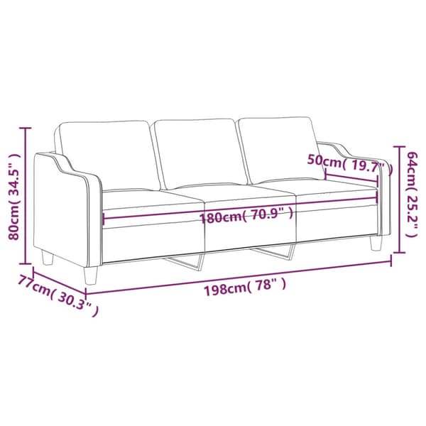 3-sitssoffa taupe 180 cm tyg