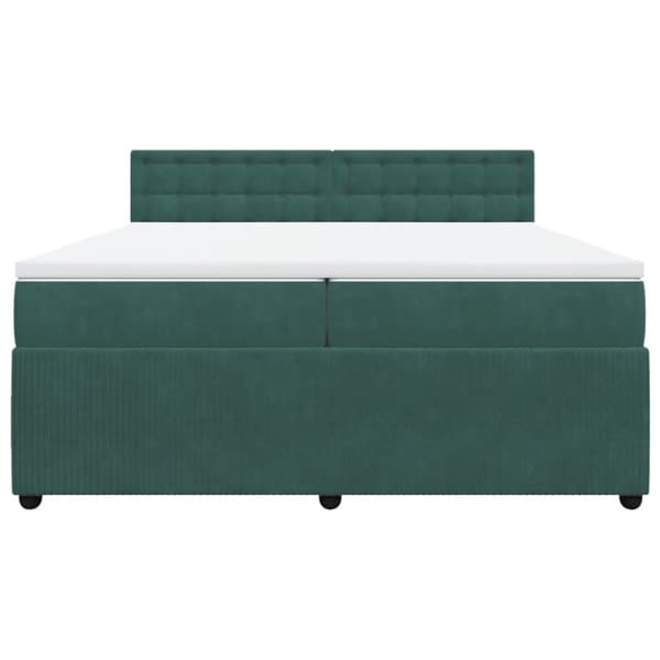 Ramsäng med madrass mörkgrön 200x200 cm sammet