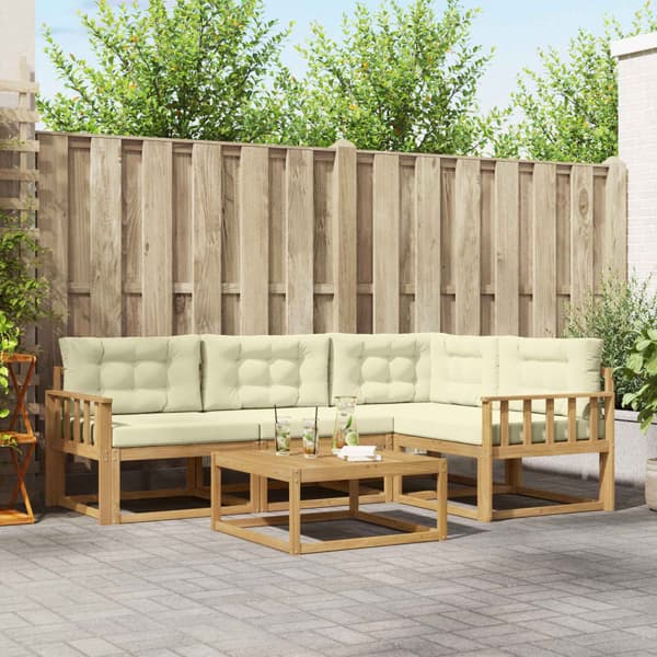 Utomhussoffset 5 pcs Vit och grädde 79 x 79 x 37 cm Polyester