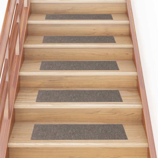 Trappmattor självhäftande 30 st 76x20 cm beige rektangulära