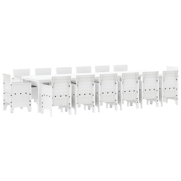 Trädgårdsmöbelset 15 pcs Vit Polt rotting