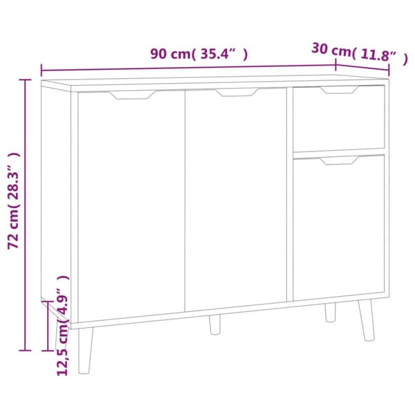 Skänk vit 90x30x72 cm konstruerat trä