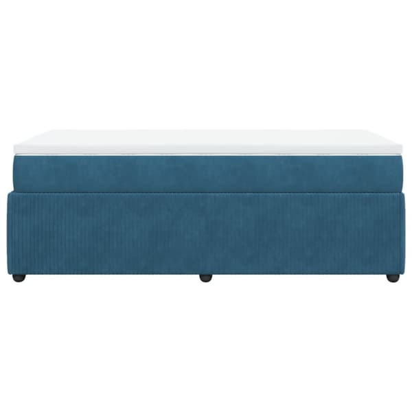 Ramsäng med madrass mörkblå 100x200 cm sammet