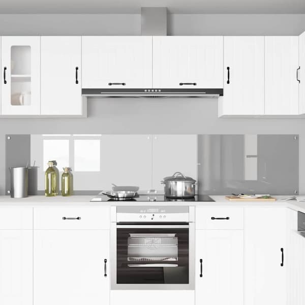 Köksskydd 2 pcs Ljusgrå 120 x 50 cm härdat glas