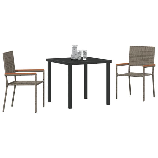 Trädgårdsmöbelset med kudde 3 pcs Grå konstrotting