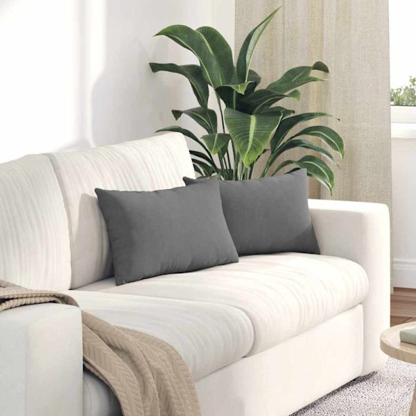 Sofakuddar 2 pcs Mörkgrå 50 x 30 cm tyg