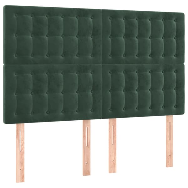 Sänggavel LED mörkgrön 144x5x118/128 cm sammet