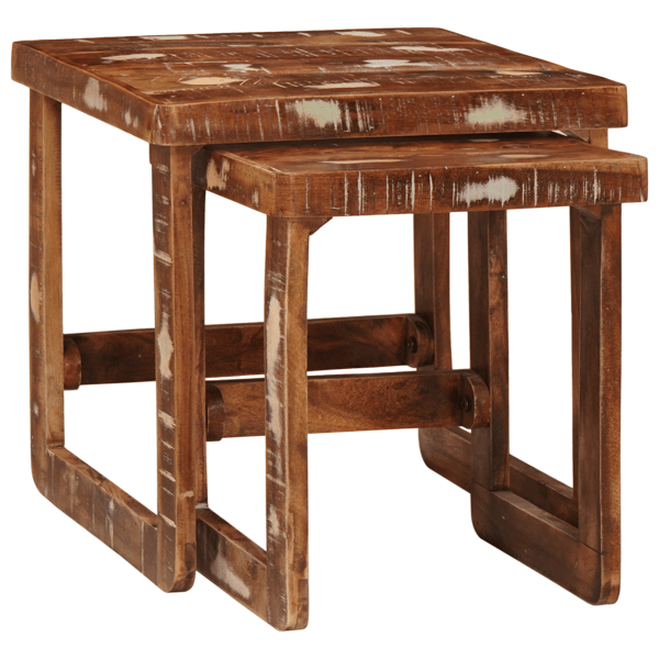 Satsbord 2 pcs Brun 46 x 46 x 45 cm Solid återvunnen trä