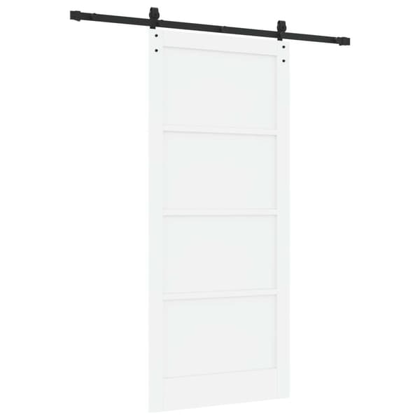 Skjutdörr 93 x 211 cm Konstruerat trä Vit och svart