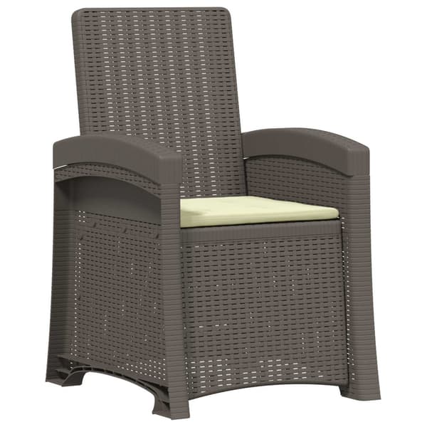 Reclining gardenstol i rottinglook 2 pcs Ljusgrå och Gräddvit