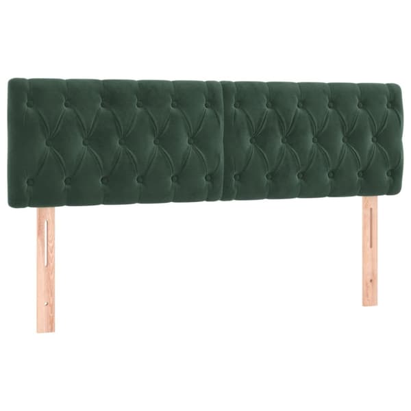 Ramsäng med madrass mörkgrön 140x190 cm sammet