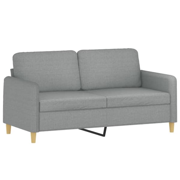 2-sits soffa med prydnadskuddar ljusgrå 140 cm tyg