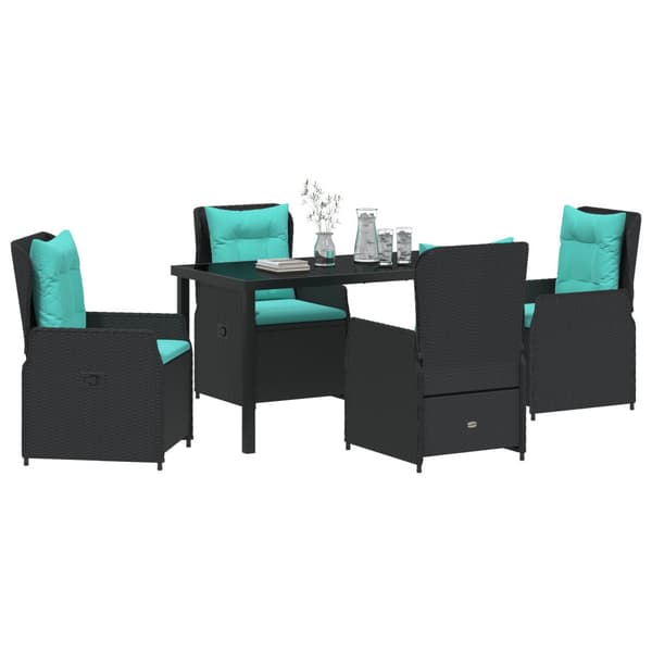 Trädgårdsmöbelset med kudde 5 pcs Svart Poly rattan