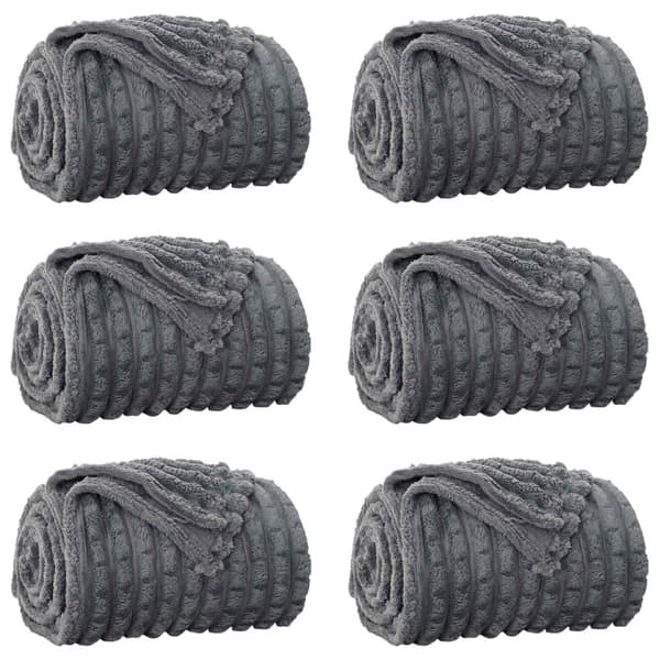 Filtar 6 pcs Mörkgrå 240 x 220 cm Fleece