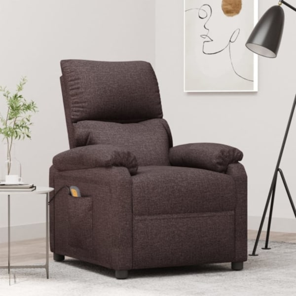 Massagefåtölj mörkbrun tyg