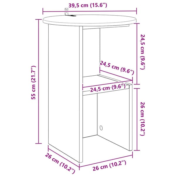 Sidobord Vit Ø 39,5 x 55 cm Konstruerat trä