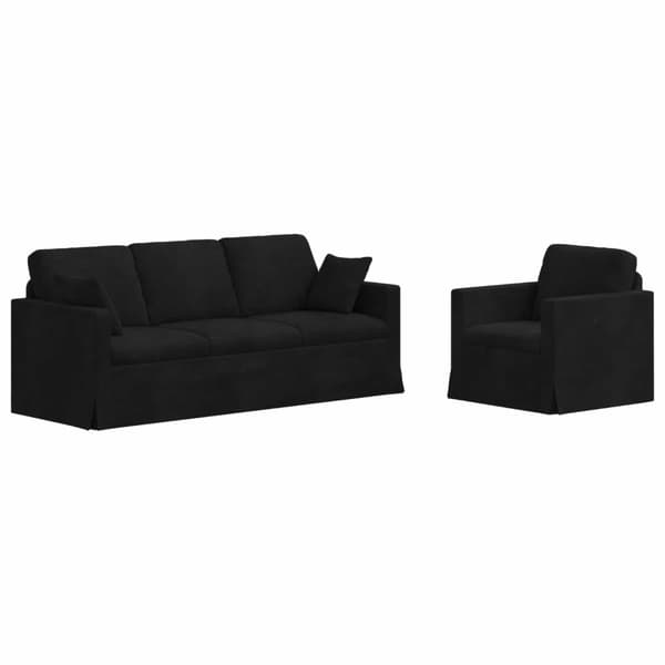 Soffset 2 pcs Svart 198 x 78 x 80 cm Sammet
