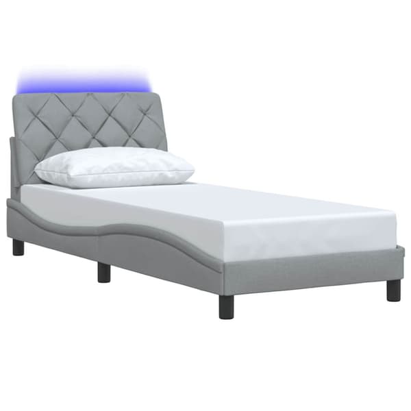 Bed Frame with LED without Mattress Light Grey 80x200 cm Fabric