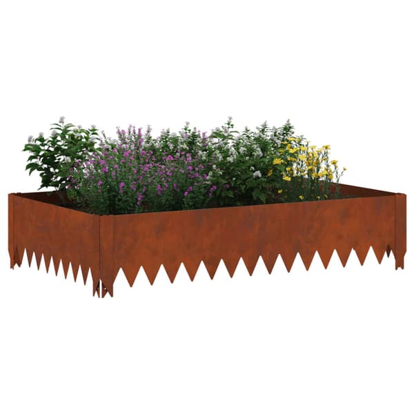 Kant för gräsmatta 4 pcs 100 x 60 x 20 cm Stål Rostig