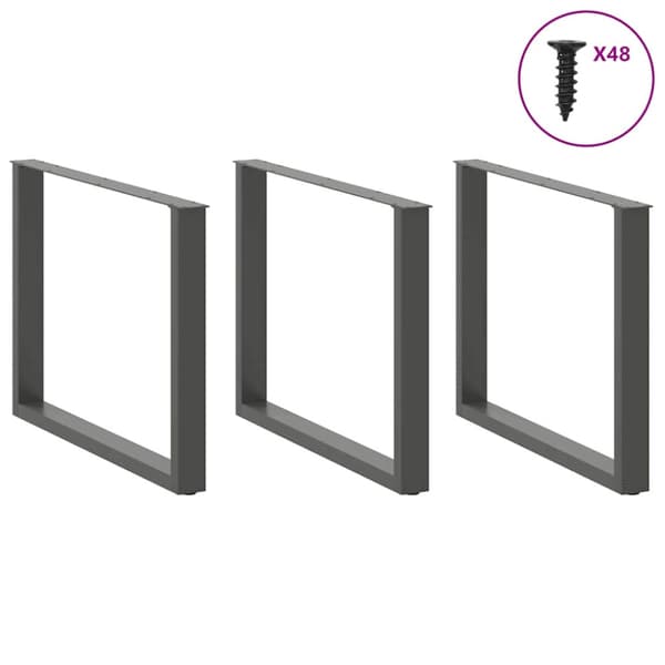 Matbordsben U-formade 3 st antracit 100x(72-73) cm stål