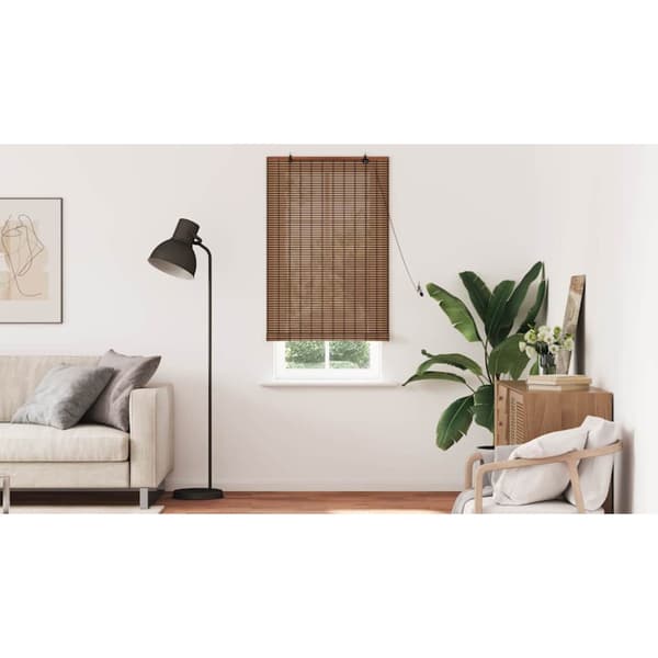 Rullgardin med gardiner Brun 80 x 220 cm Bambu