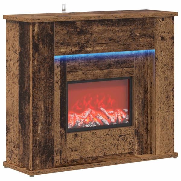 Eldstad med LED-slinga Gammalt trä 63 x 20 x 54,5 cm