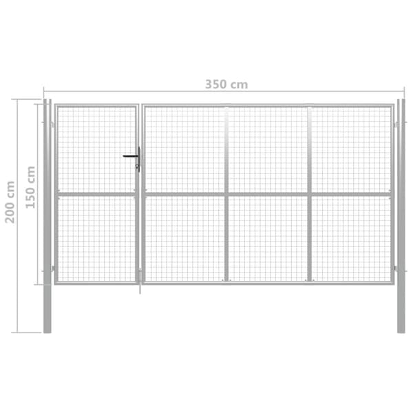 Trädgårdsgrind stål 350x150 cm silver