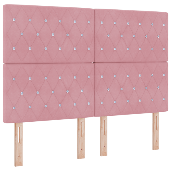 LED Box Säng med madrass Rosa 140 x 190 cm Sammet