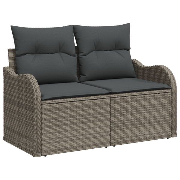 Trädgårdsoffset med kudde 8 pcs Grå Poly rattan