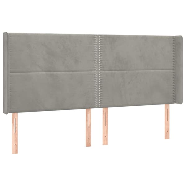 Ramsäng med madrass & LED ljusgrå 200x200 cm sammet