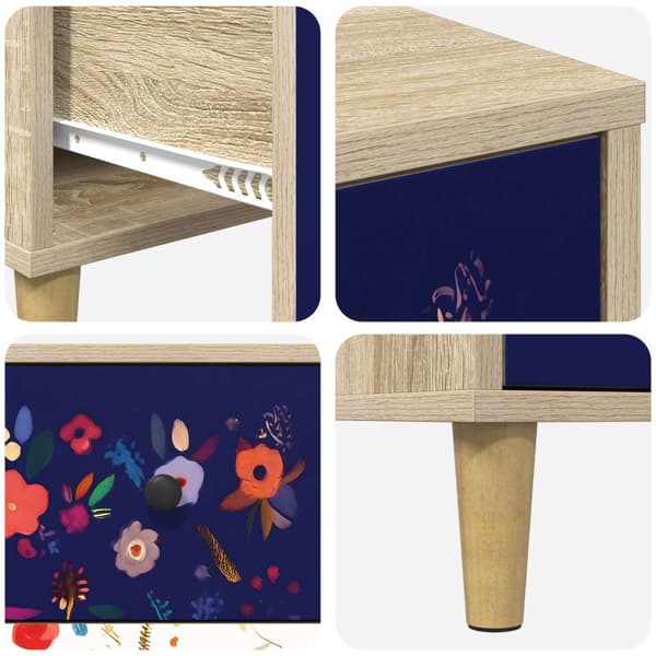 Kommode MAINZ Blommönster 66 x 36,5 x 75 cm Konstruerat trä