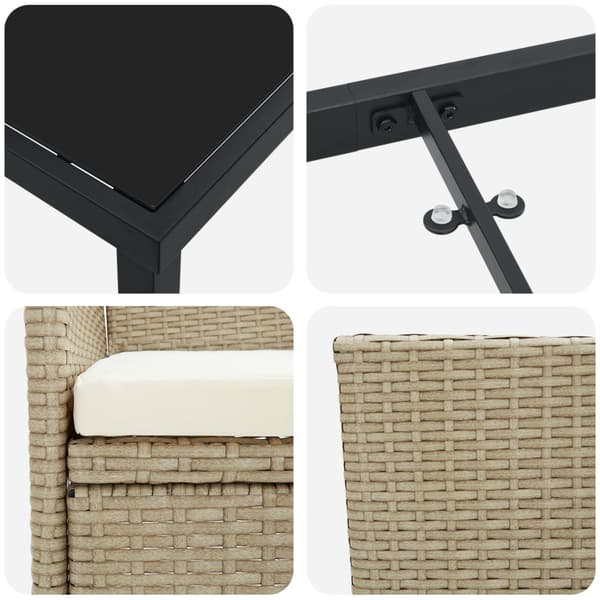 Trädgårdsmöbelset med kudde 5 pcs Beige konstrotting