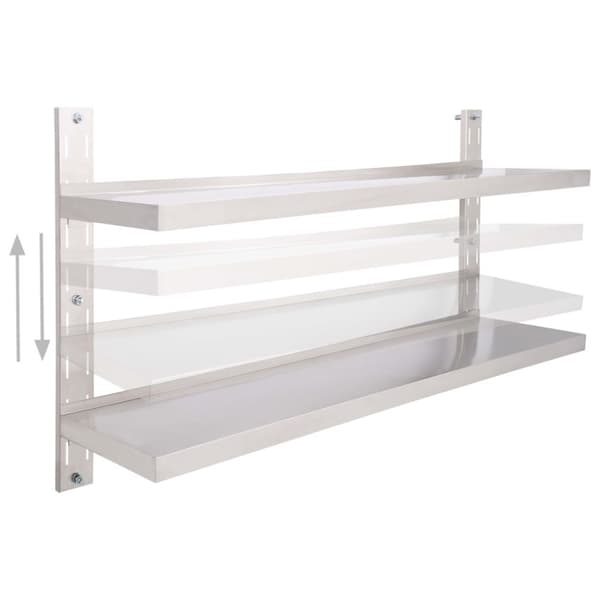 Svävande vägghylla 2 plan rostfritt stål 150x30 cm