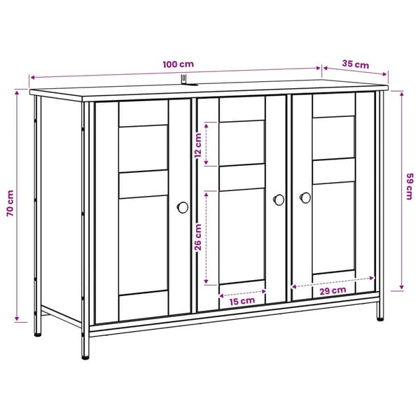 Sideboard Artisan-ek 100 x 35 x 70 cm Konstruerat trä