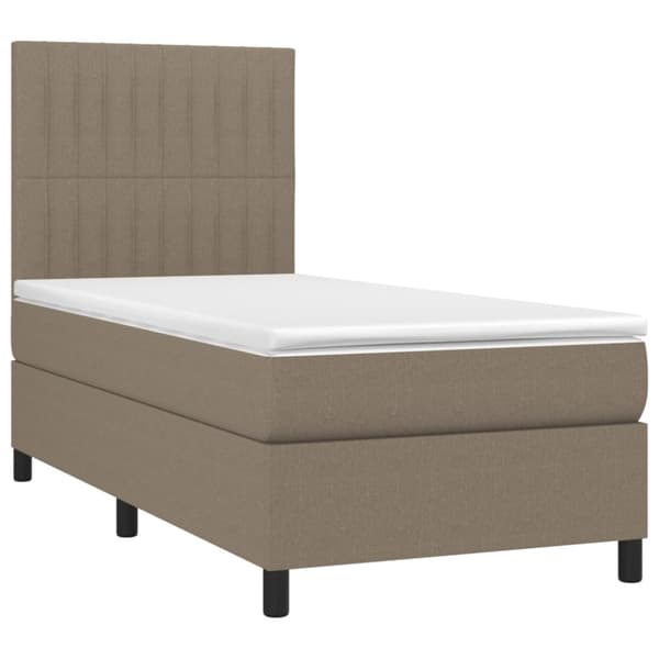 Ramsäng med madrass taupe 90x200 cm tyg