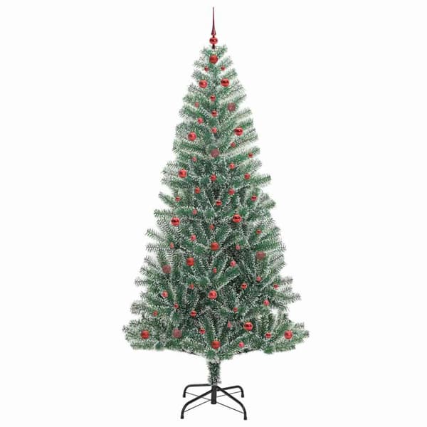 Konstgjord Julgran Snöflockad med LED Ljus Grön och Vit 240 cm