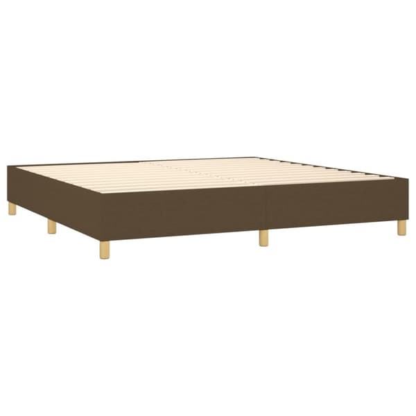 Boxspring-sängram mörkbrun 200x200 cm tyg