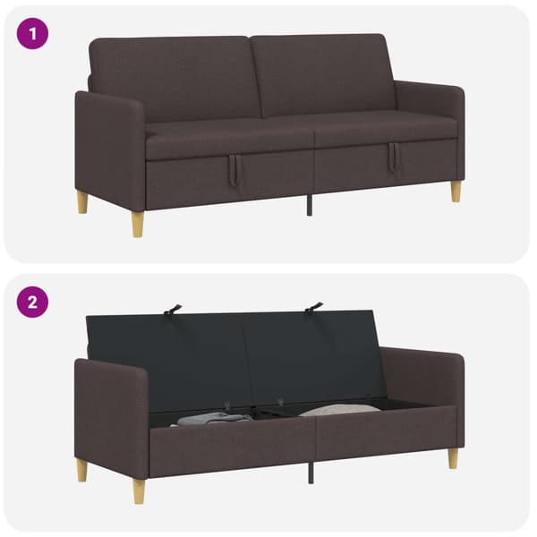 Soffa med förvaring Mörkbrun 192 x 78 x 87 cm Polyester