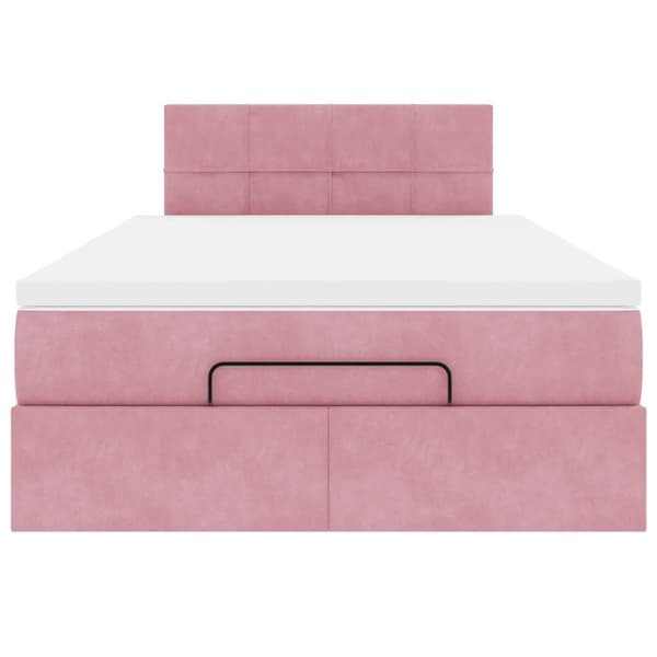 Ottoman sängram med madrass rosa 120x200 cm sammet