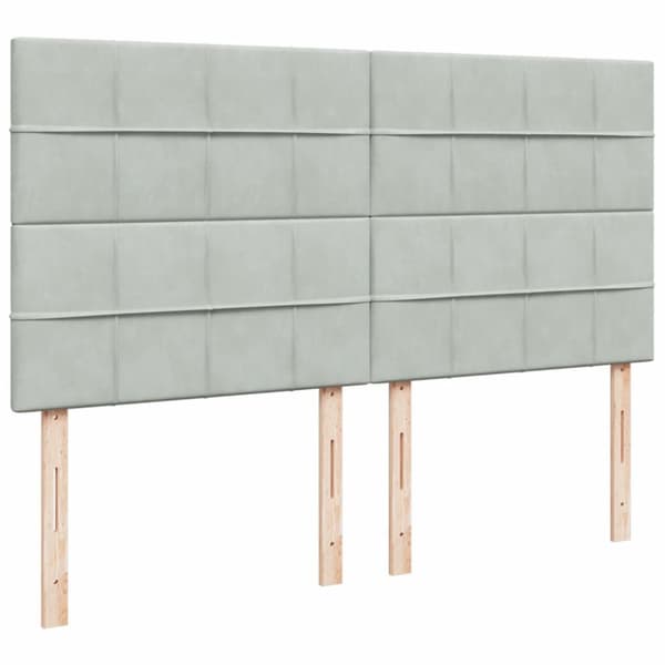 Ramsäng med madrass ljusgrå 200x200 cm sammet