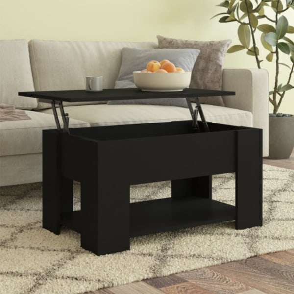 Soffbord svart 79x49x41 cm konstruerat trä