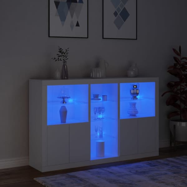 Skänk med LED-belysning vit 162x37x100 cm