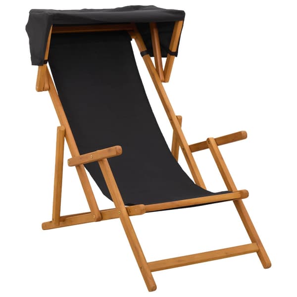 Deck Chair 2 st 3 Position Massiv Eukalyptus Trä Svart