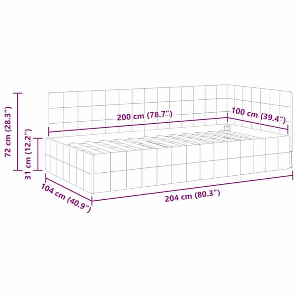 Hörn Sängram med huvudgavel Mörkgrå 100 cm x 200 cm Sammet