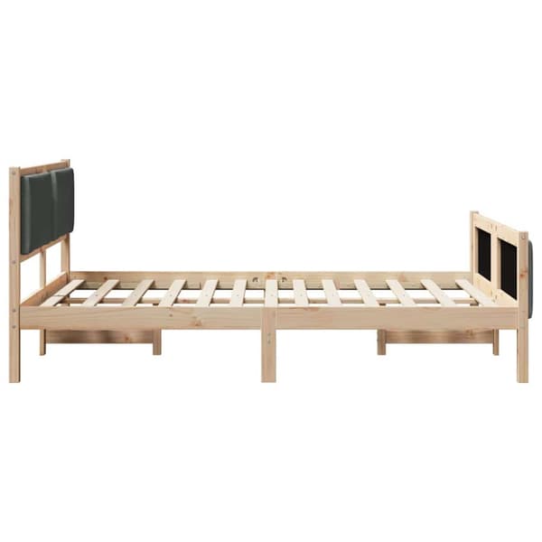 Sängram med huvudgavel Mörkgrå 140 x 190 cm tyg